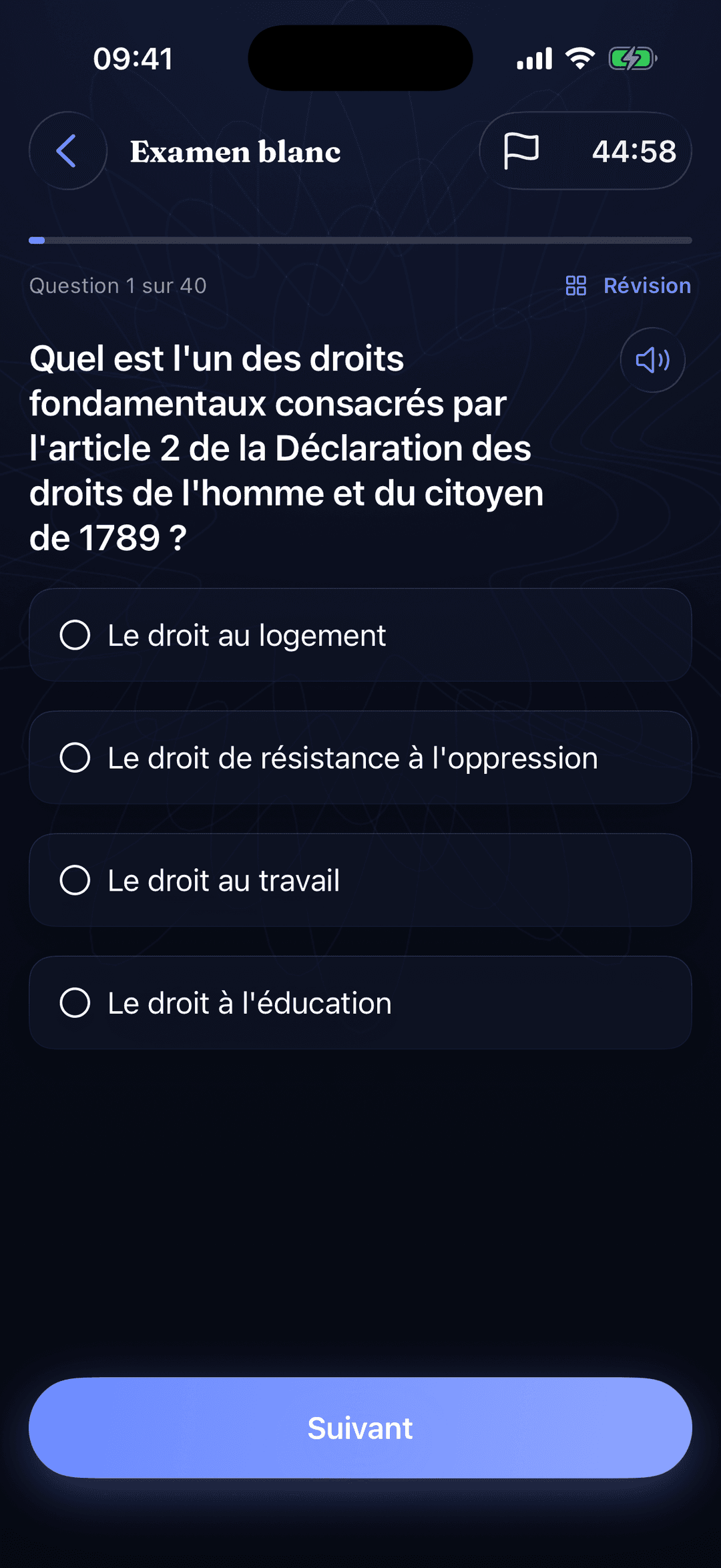 Examen blanc de l'examen civique